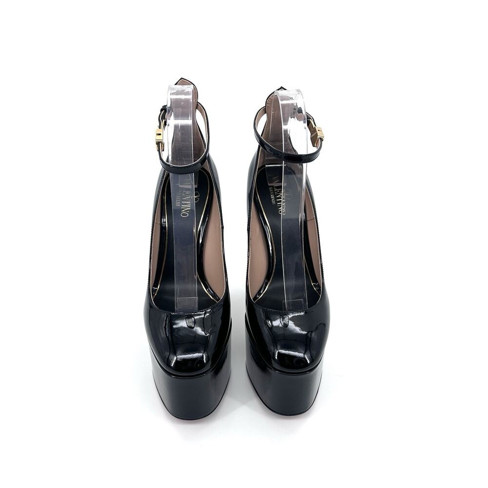 NIB Valentino Garavani EU 36.5 US 6.5 Tan-Go Platform Pumps Black Patent Leather - Picture 6 of 15